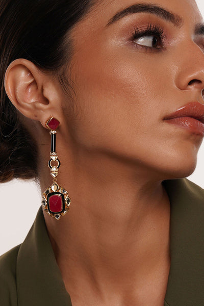 Isharya Begum Haute Pink Drop Earrings In 18Kt Gold Plated jewellery indian designer wear online shopping melange singapore