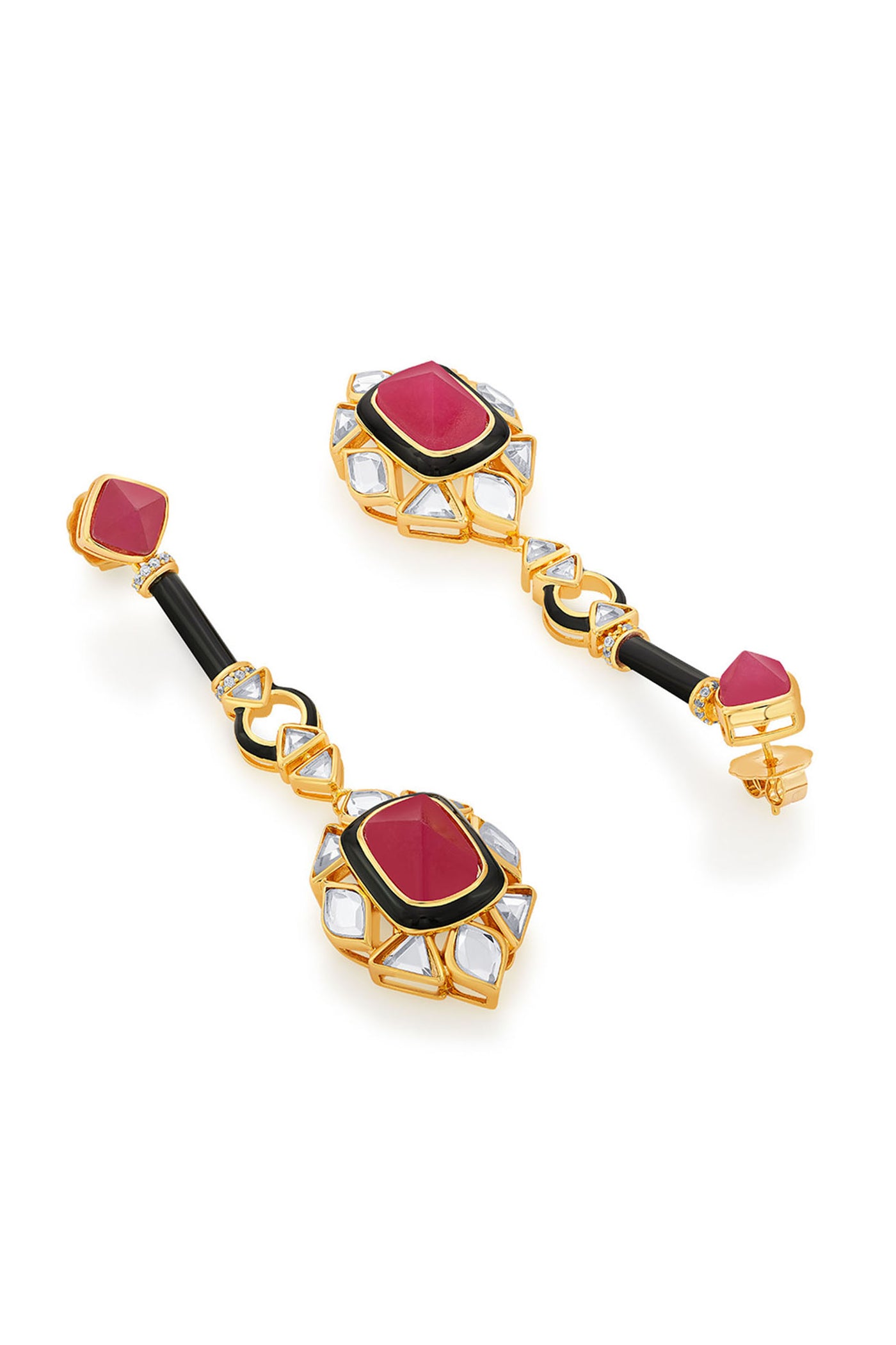 Isharya Begum Haute Pink Drop Earrings In 18Kt Gold Plated jewellery indian designer wear online shopping melange singapore