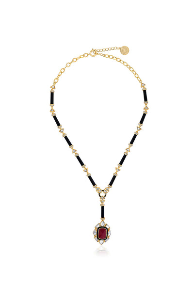 Isharya Begum Haute Pink Drop Necklace In 18Kt Gold Plated jewellery indian designer wear online shopping melange singapore