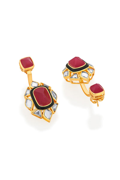 Isharya Begum Haute Pink Duplet Earrings In 18Kt Gold Plated jewellery indian designer wear online shopping melange singapore