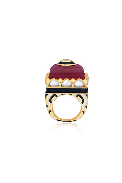 Isharya Begum Haute Pink Mughal Ring jewellery indian designer wear online shopping melange singapore