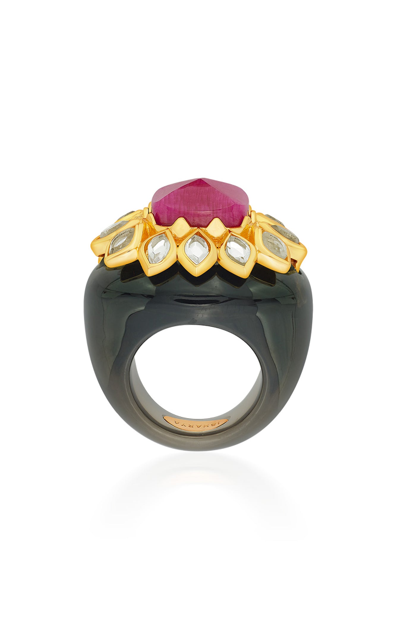 Isharya Begum Haute Pink Resin Ring jewellery indian designer wear online shopping melange singapore