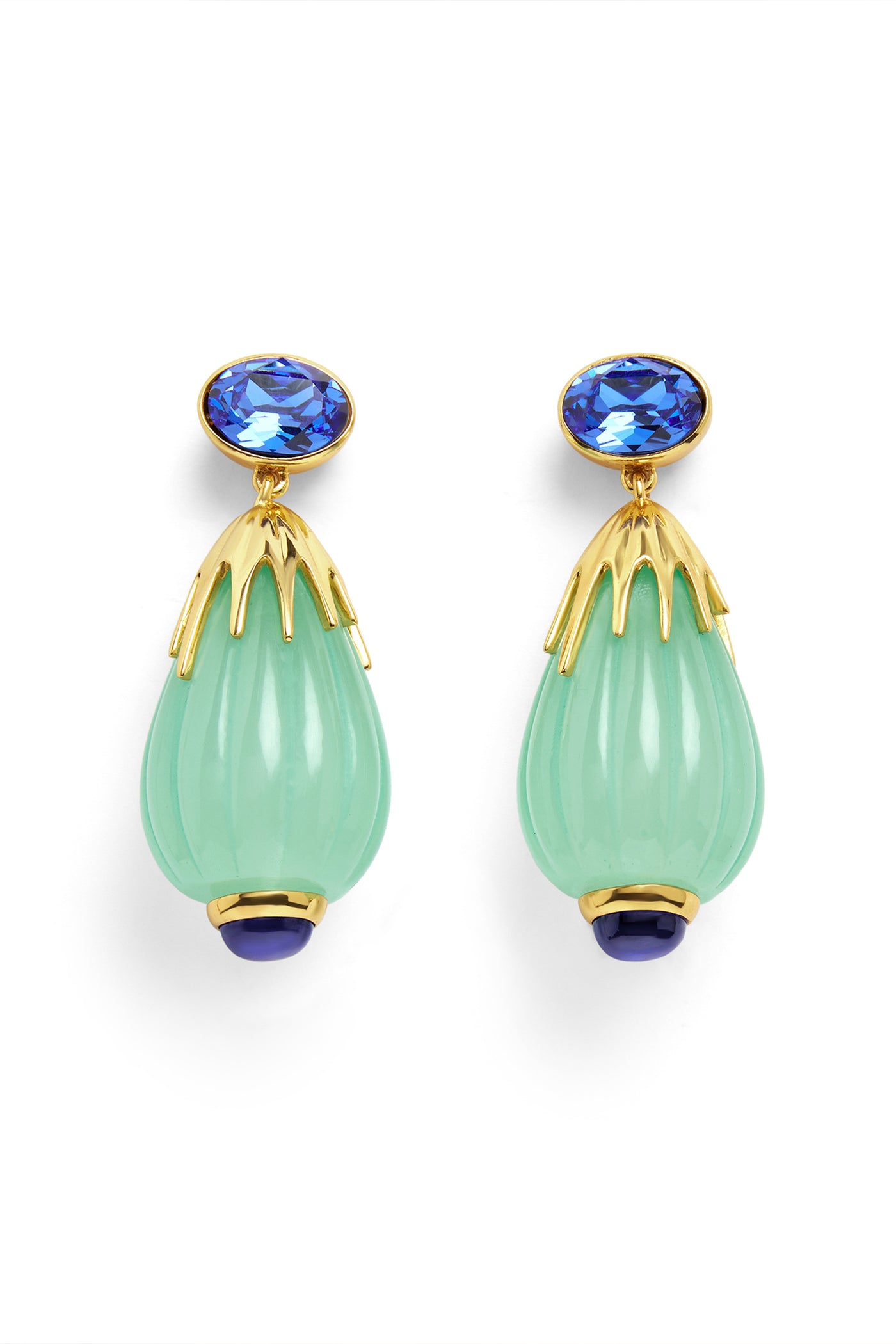 Isharya Blue Corundum Drop Earrings In 18kt Gold Plated indian designer wear online shopping melange singapore