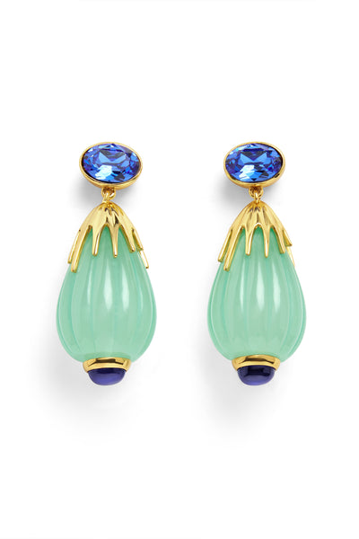 Isharya Blue Corundum Drop Earrings In 18kt Gold Plated indian designer wear online shopping melange singapore