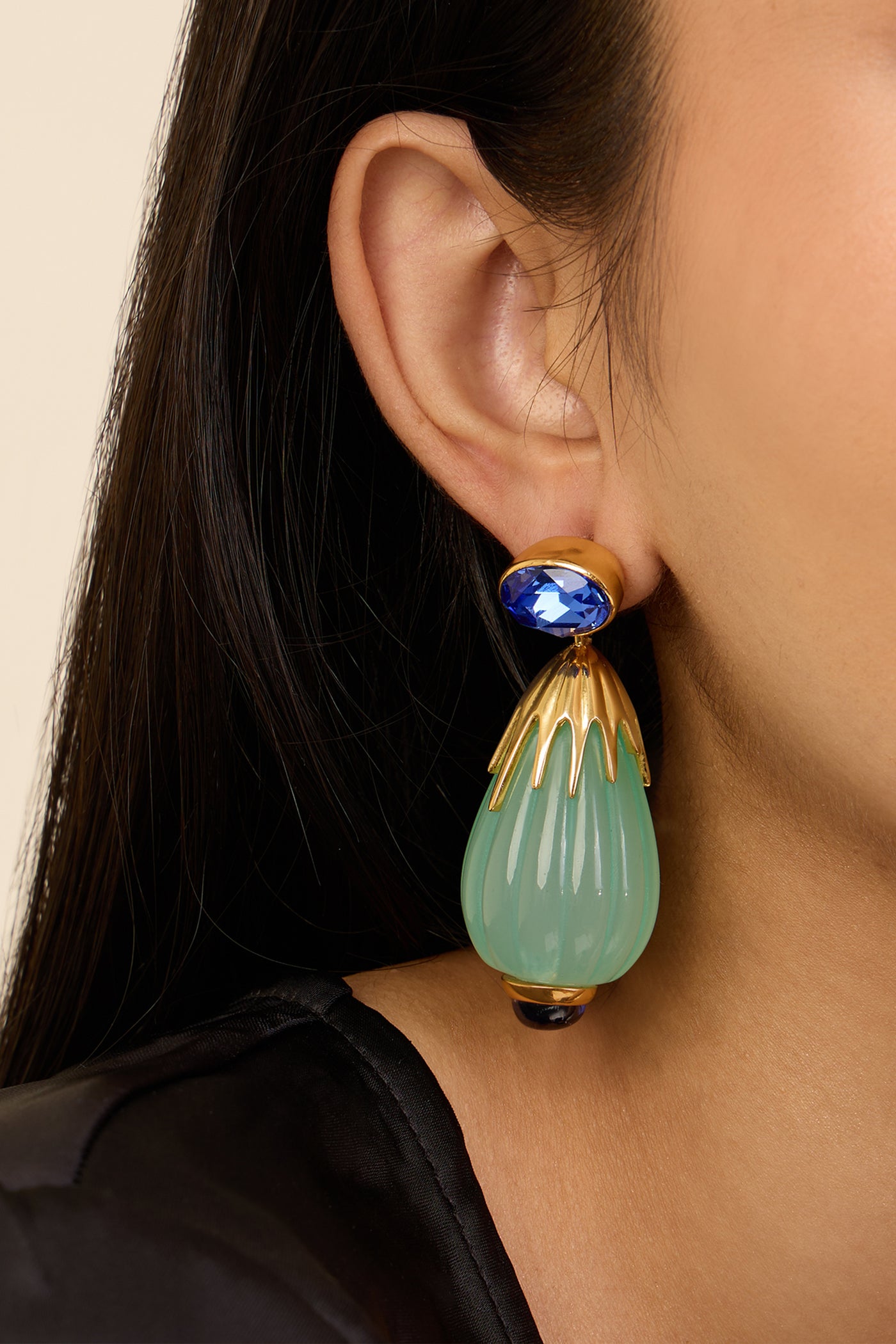 Isharya Blue Corundum Drop Earrings In 18kt Gold Plated indian designer wear online shopping melange singapore