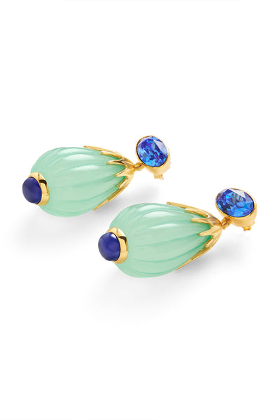 Isharya Blue Corundum Drop Earrings In 18kt Gold Plated indian designer wear online shopping melange singapore