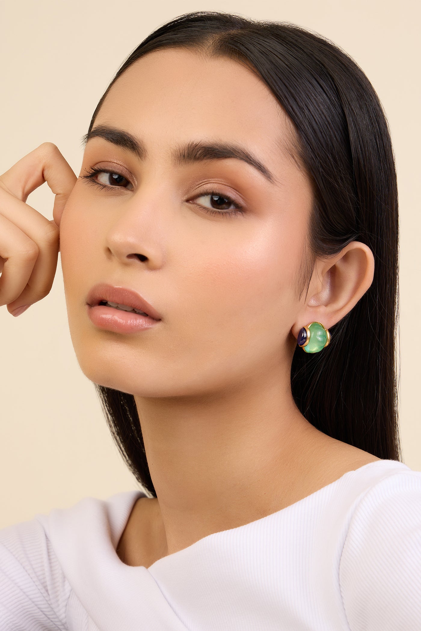 Isharya Blue Melon Studs In 18kt Gold Plated indian designer wear online shopping melange singapore