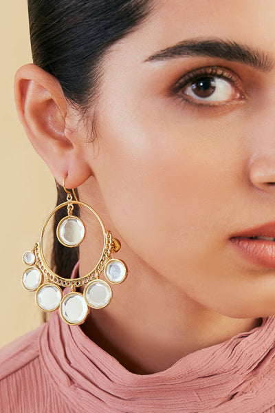 Isharya Borderless Mirror Gems Hoop Earrings indian designer wear online shopping melange singapore