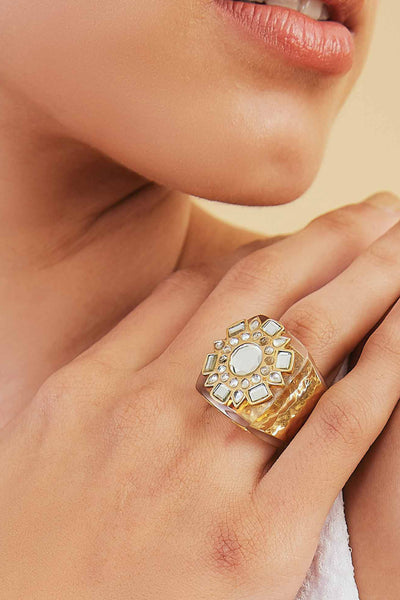 Isharya Borderless Mirror Icon Strip Resin Ring Gold indian designer wear online shopping melange singapore