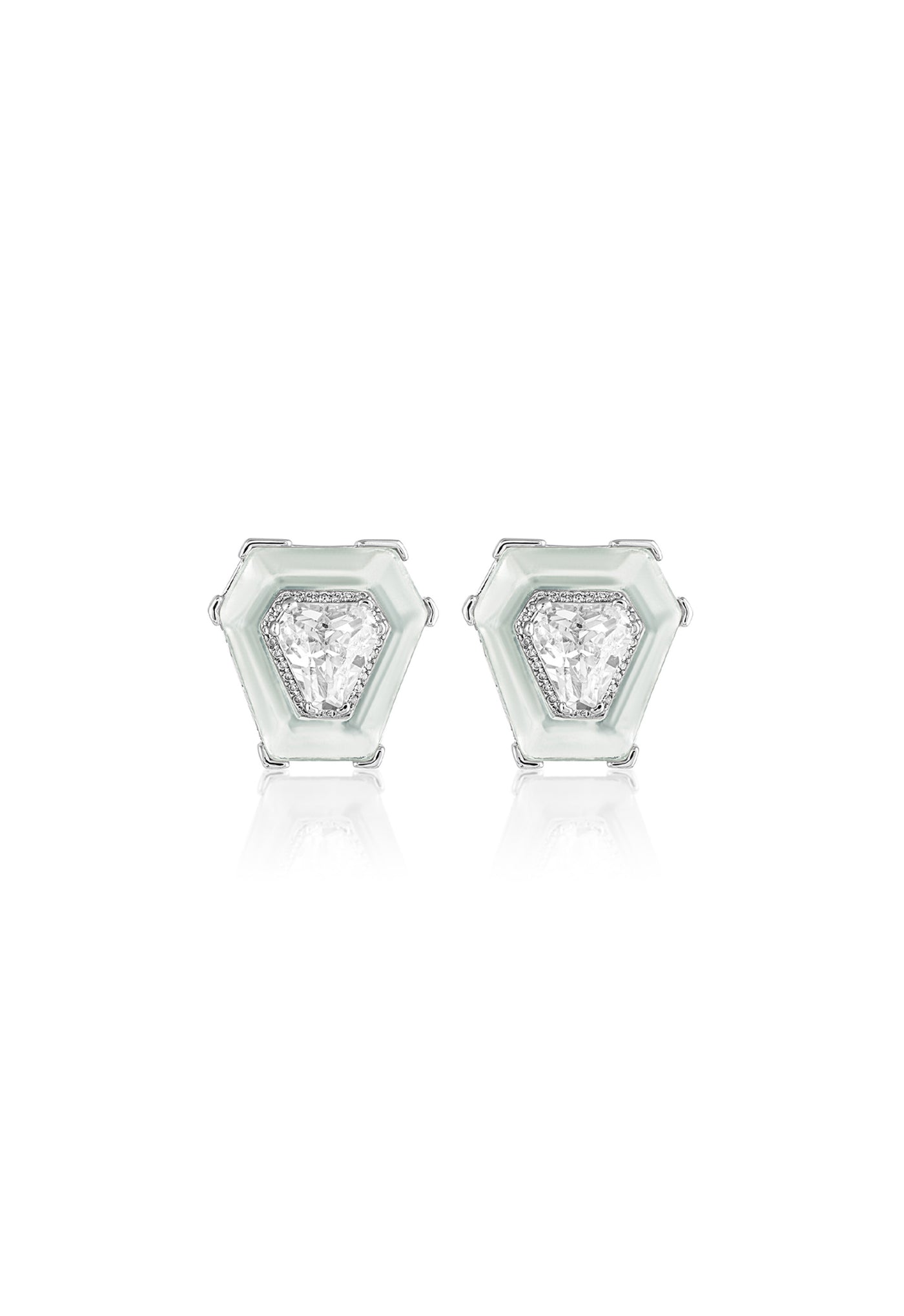 Isharya CZ Resin Statement Studs In Rhodium Plating indian designer wear online shopping melange singapore