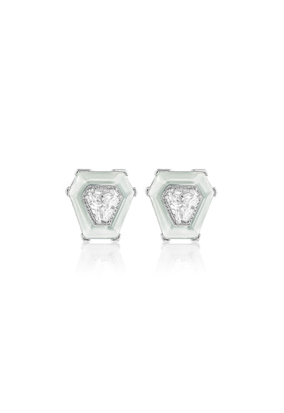 Isharya CZ Resin Statement Studs In Rhodium Plating indian designer wear online shopping melange singapore
