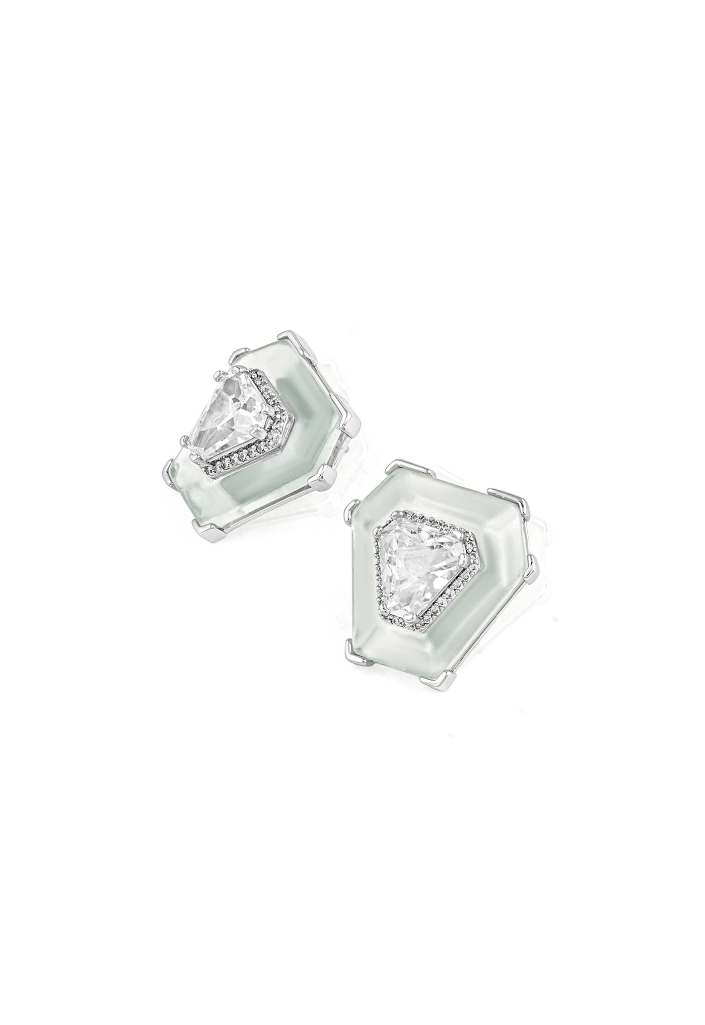 Isharya CZ Resin Statement Studs In Rhodium Plating indian designer wear online shopping melange singapore
