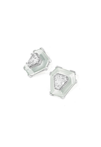 Isharya CZ Resin Statement Studs In Rhodium Plating indian designer wear online shopping melange singapore