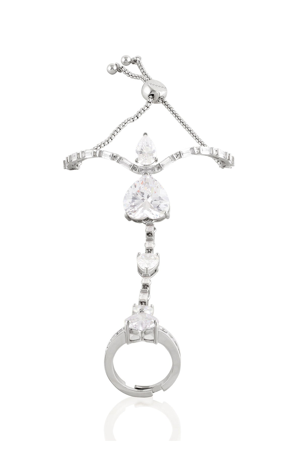 Isharya Celeste Heart Bolo Bracelet In Rhodium Plating indian designer wear online shopping melange singapore 