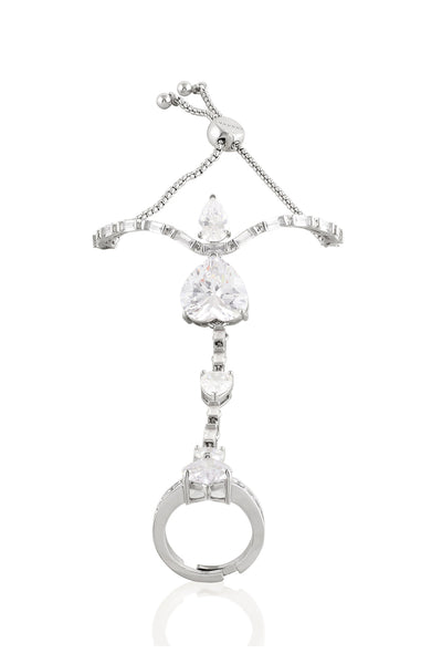 Isharya Celeste Heart Bolo Bracelet In Rhodium Plating indian designer wear online shopping melange singapore 