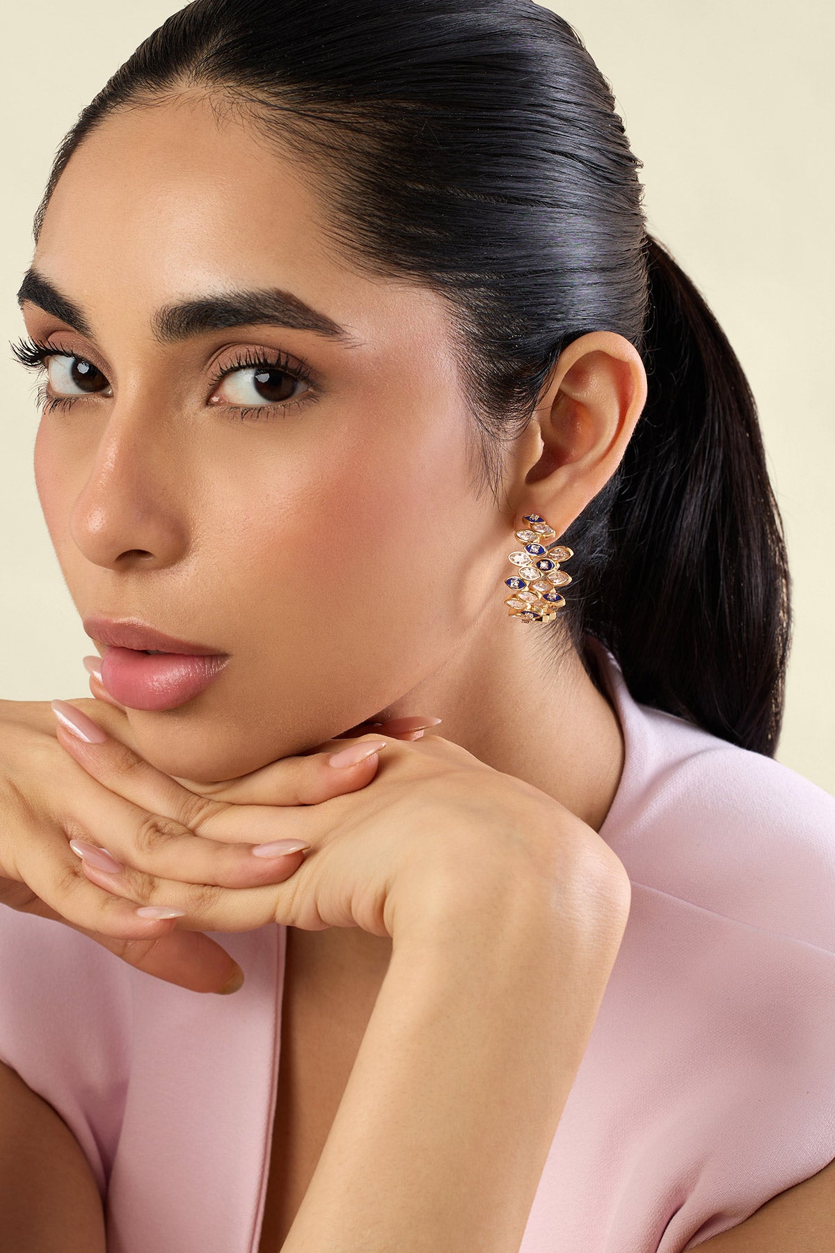 Isharya Celestia Eye Hoops In 18kt Gold Plated indian designer wear online shopping melange singapore 