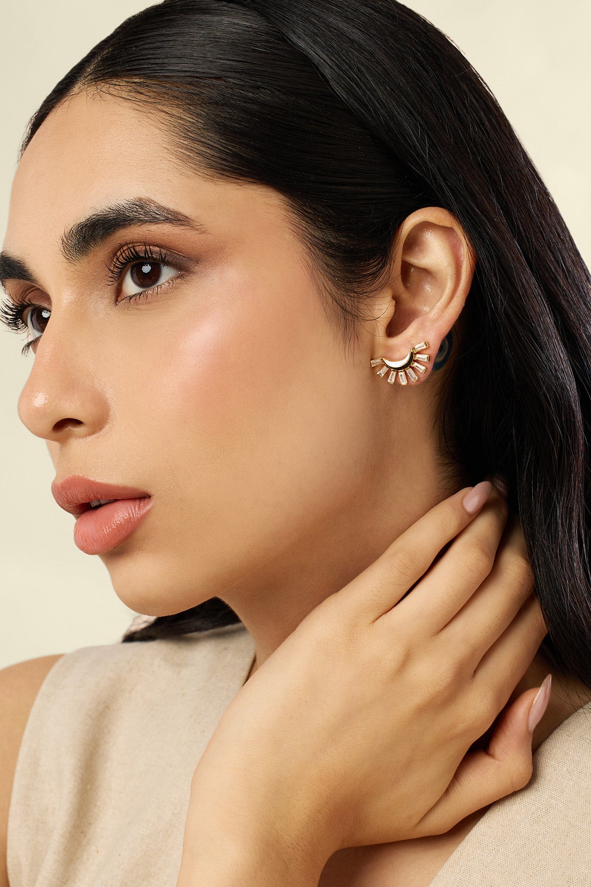 Isharya Celestial Curve Studs In 18kt Gold Plated indian designer wear online shopping melange singapore 