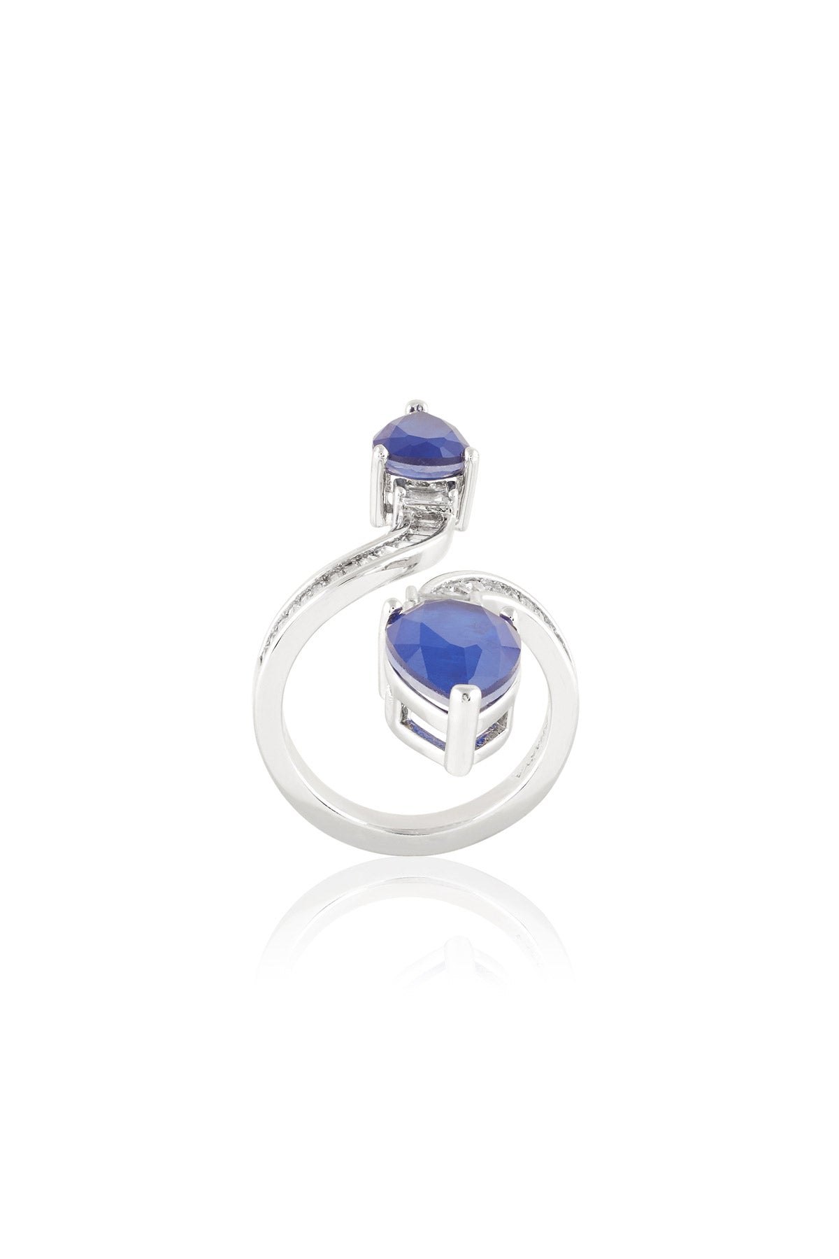 Isharya Celestial Sapphire Statement Ring In Rhodium Plating indian designer wear online shopping melange singapore 
