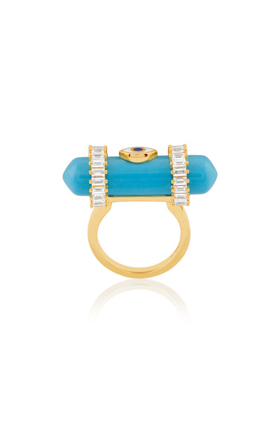 Isharya Celestial Turquoise Amulet Ring In 18kt Gold Plated indian designer wear online shopping melange singapore 