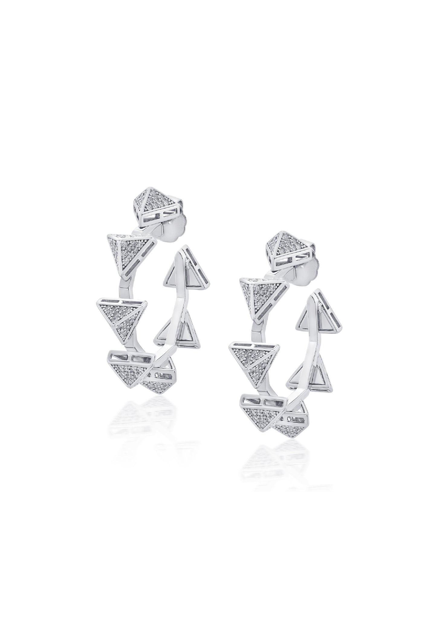 Isharya Chrome Pyramid Hoop Earrings indian designer wear online shopping melange singapore