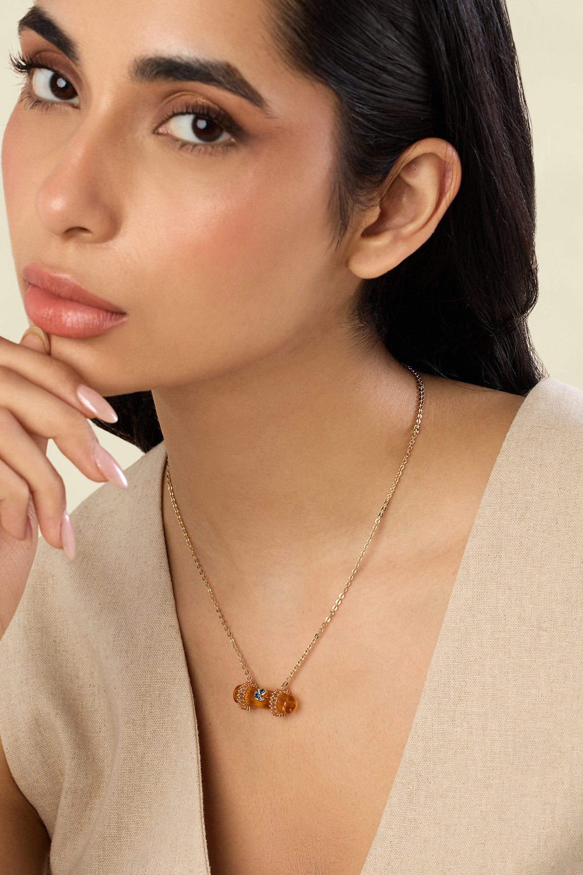 Isharya Citrine Pendant Necklace In 18kt Gold Plated indian designer wear online shopping melange singapore 