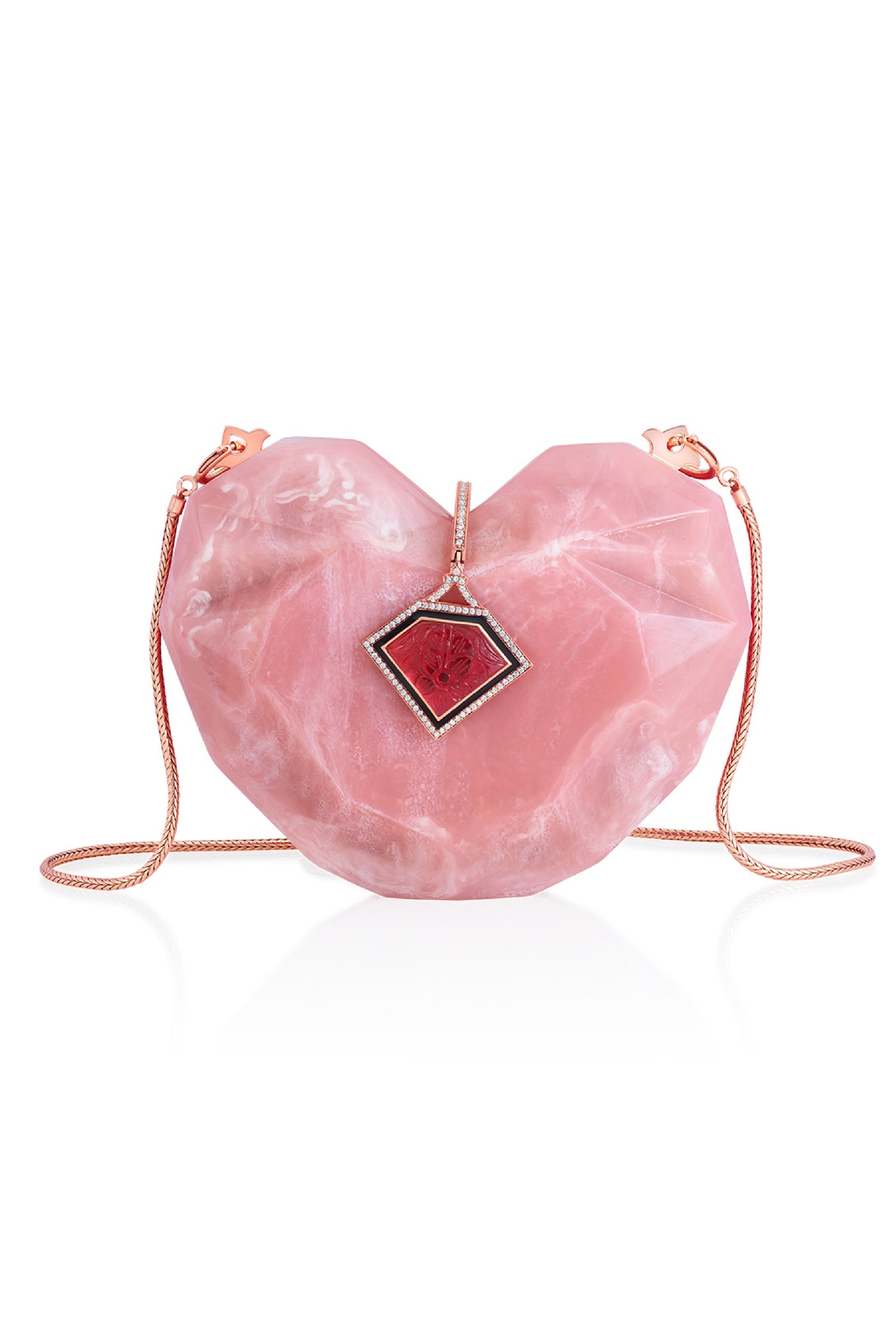 Isharya Rani Pink Heart Minaudière Accesories Indian designer wear online shopping melange singapore
