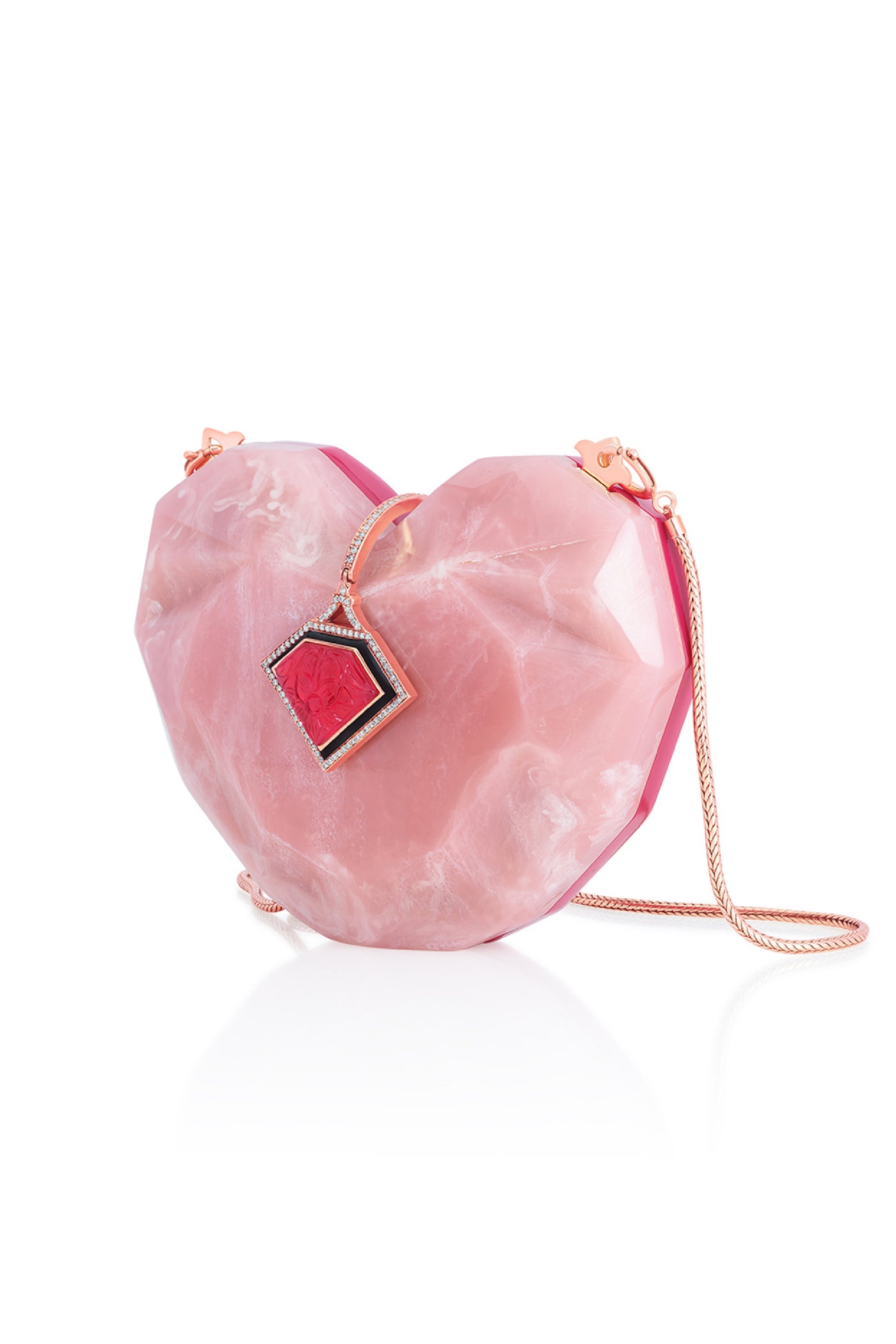 Isharya Rani Pink Heart Minaudière Accesories Indian designer wear online shopping melange singapore