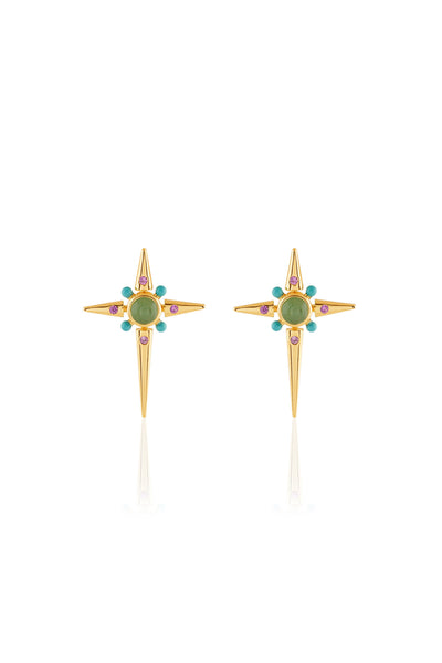 Isharya Cosmic Cross Studs In 18kt Gold Plated indian designer wear online shopping melange singapore 
