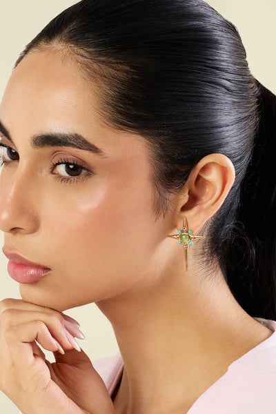 Isharya Cosmic Cross Studs In 18kt Gold Plated indian designer wear online shopping melange singapore 
