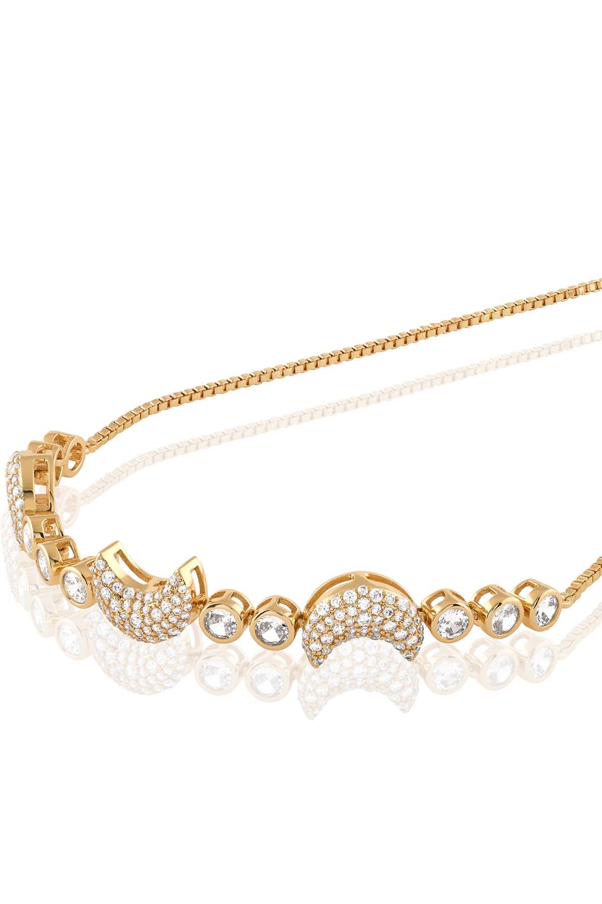 Isharya Crescent Moon Bolo Bracelet In 18Kt Gold Plated indian designer wear online shopping melange singapore 