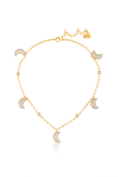 Isharya Crescent Shimmer Charm Necklace In 18Kt Gold Plated indian designer wear online shopping melange singapore 