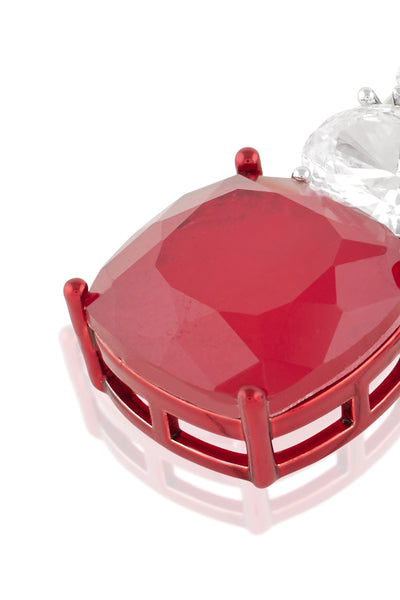 Isharya Crimson Elegance Dangler Earrings In Rhodium Plating indian designer wear online shopping melange singapore 