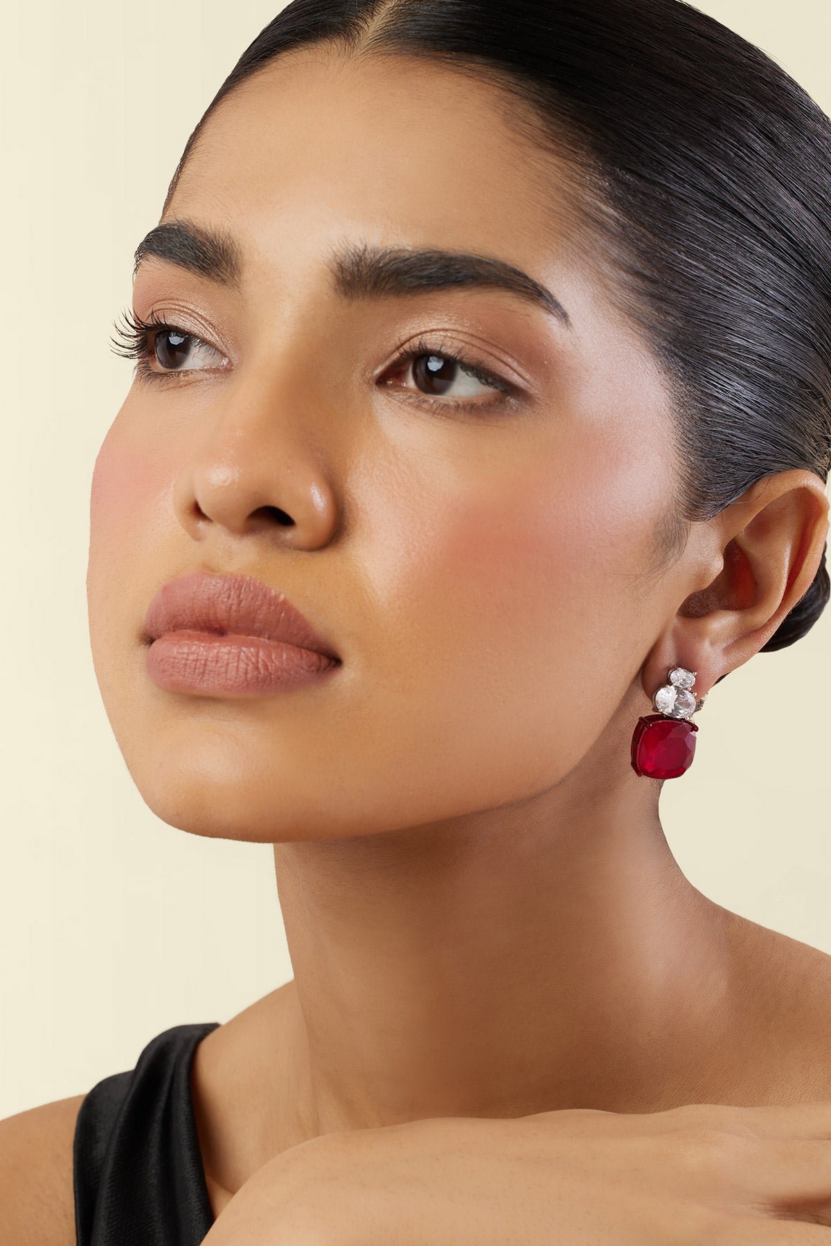 Isharya Crimson Elegance Dangler Earrings In Rhodium Plating indian designer wear online shopping melange singapore 
