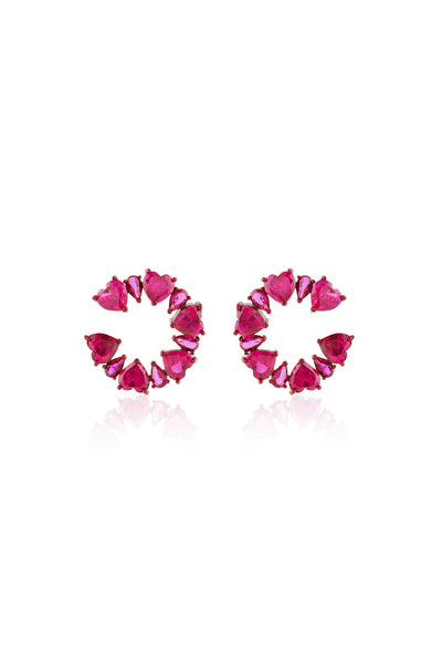 Isharya Crimson Halo Studs In Rhodium Plating indian designer wear online shopping melange singapore 