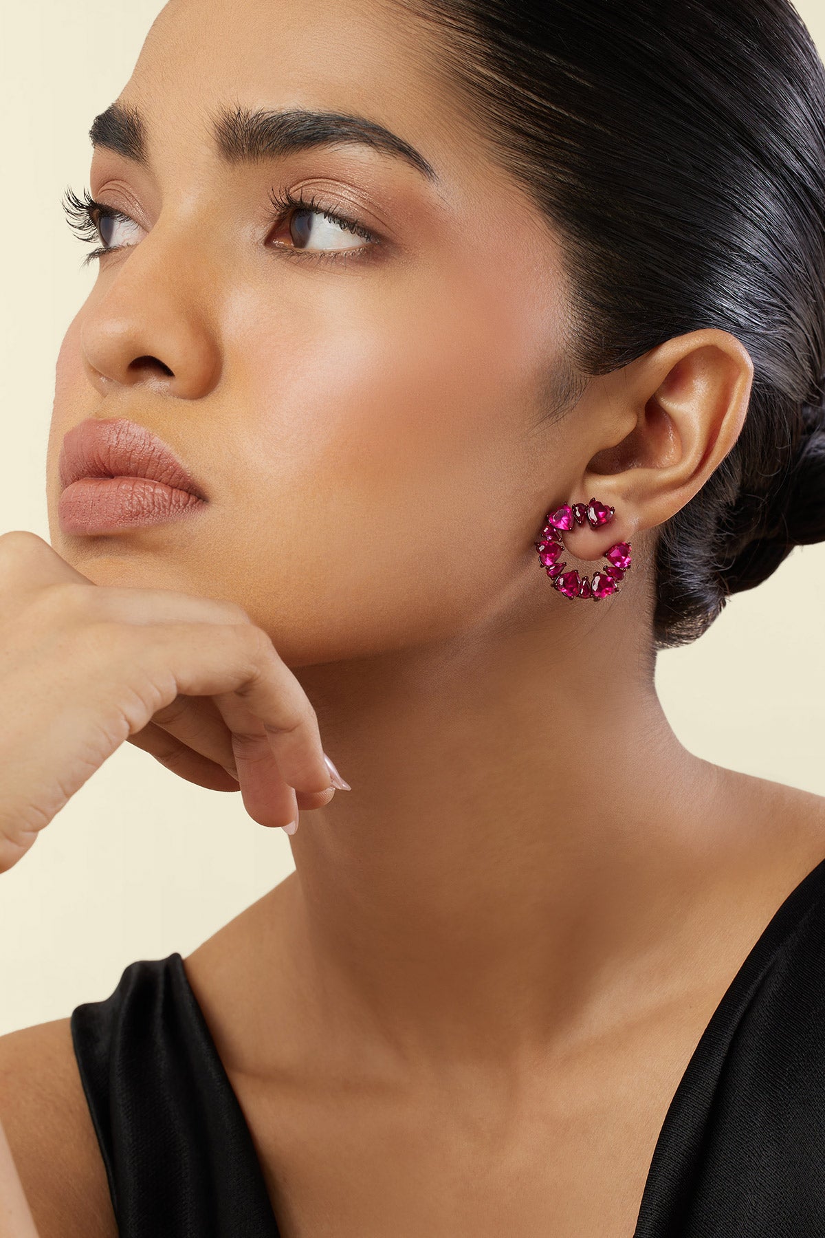 Isharya Crimson Halo Studs In Rhodium Plating indian designer wear online shopping melange singapore 