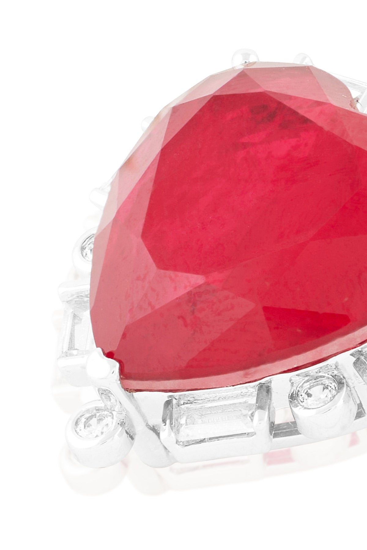 Isharya Crimson Heart Luxe Studs In Rhodium Plating indian designer wear online shopping melange singapore 
