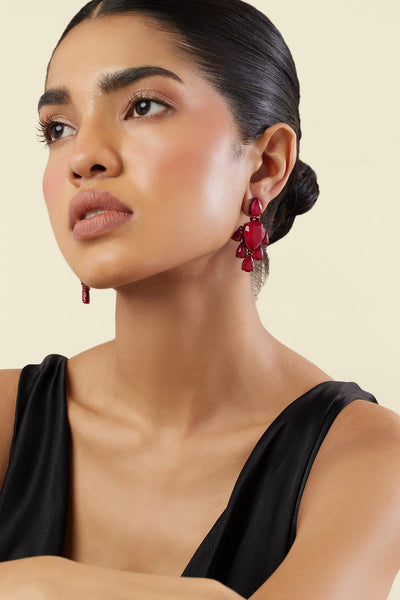 Isharya Crimson Luxe Dangler Earrings In Rhodium Plating indian designer wear online shopping melange singapore 