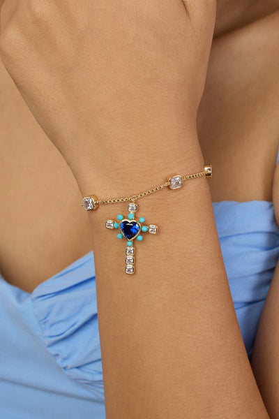 Isharya Cross My Heart Bracelet In 18Kt Gold Plated indian designer wear online shopping melange singapore 
