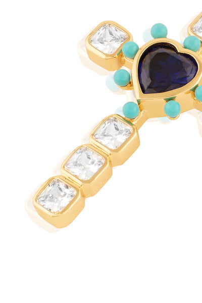 Isharya Cross My Heart Earrings In 18Kt Gold Plated indian designer wear online shopping melange singapore 