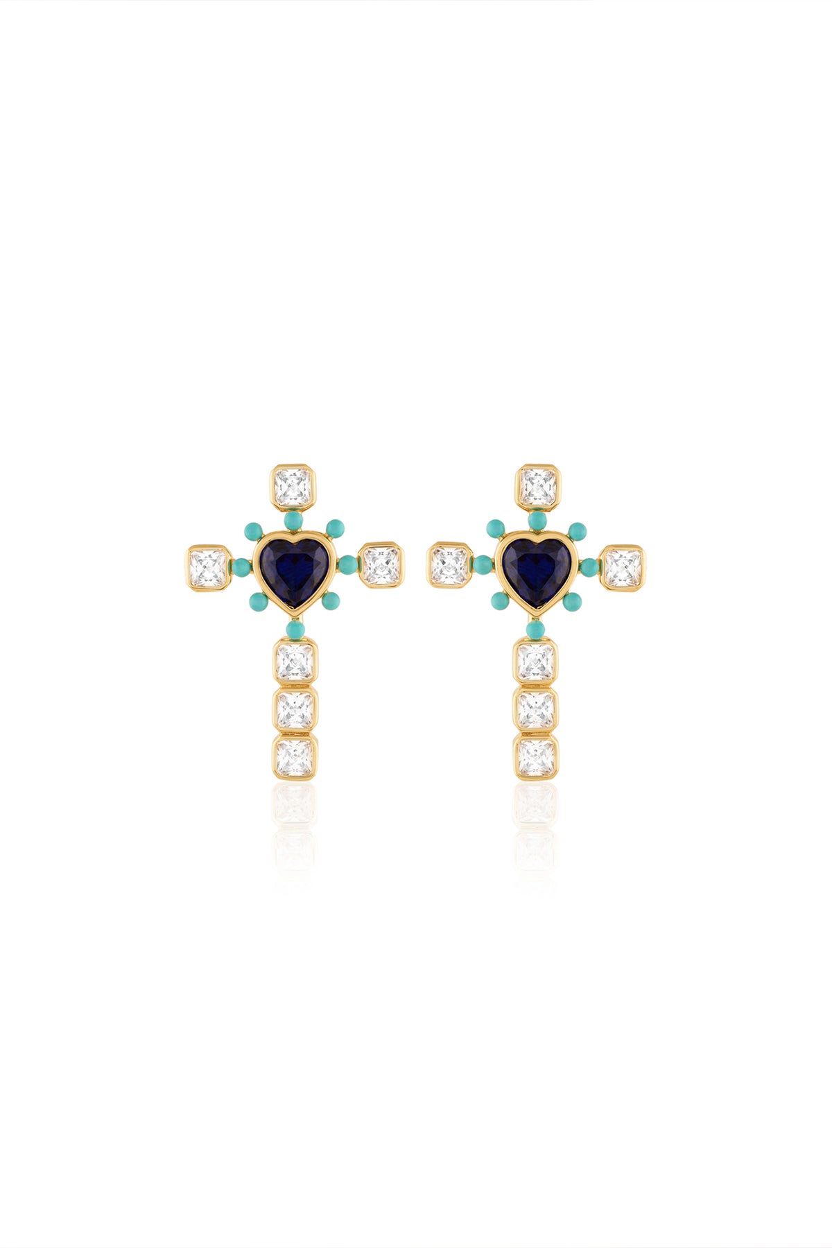 Isharya Cross My Heart Earrings In 18Kt Gold Plated indian designer wear online shopping melange singapore 