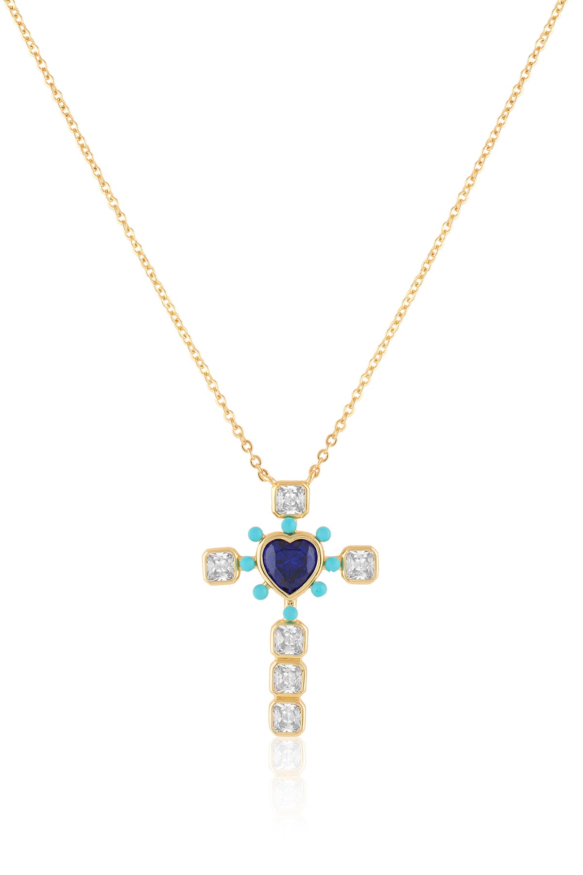 Isharya Cross My Heart Necklace In 18Kt Gold Plated indian designer wear online shopping melange singapore 