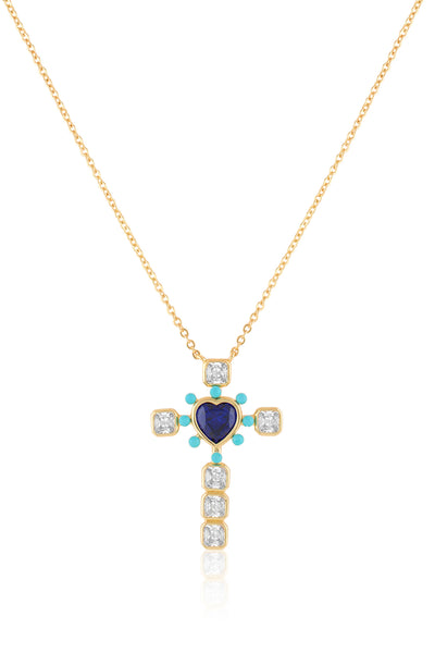 Isharya Cross My Heart Necklace In 18Kt Gold Plated indian designer wear online shopping melange singapore 