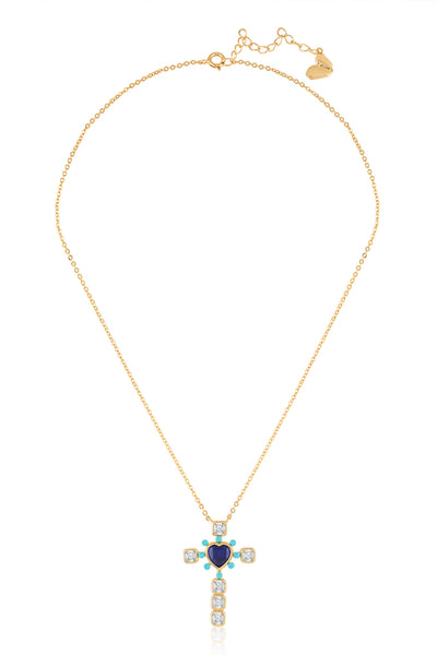Isharya Cross My Heart Necklace In 18Kt Gold Plated indian designer wear online shopping melange singapore 