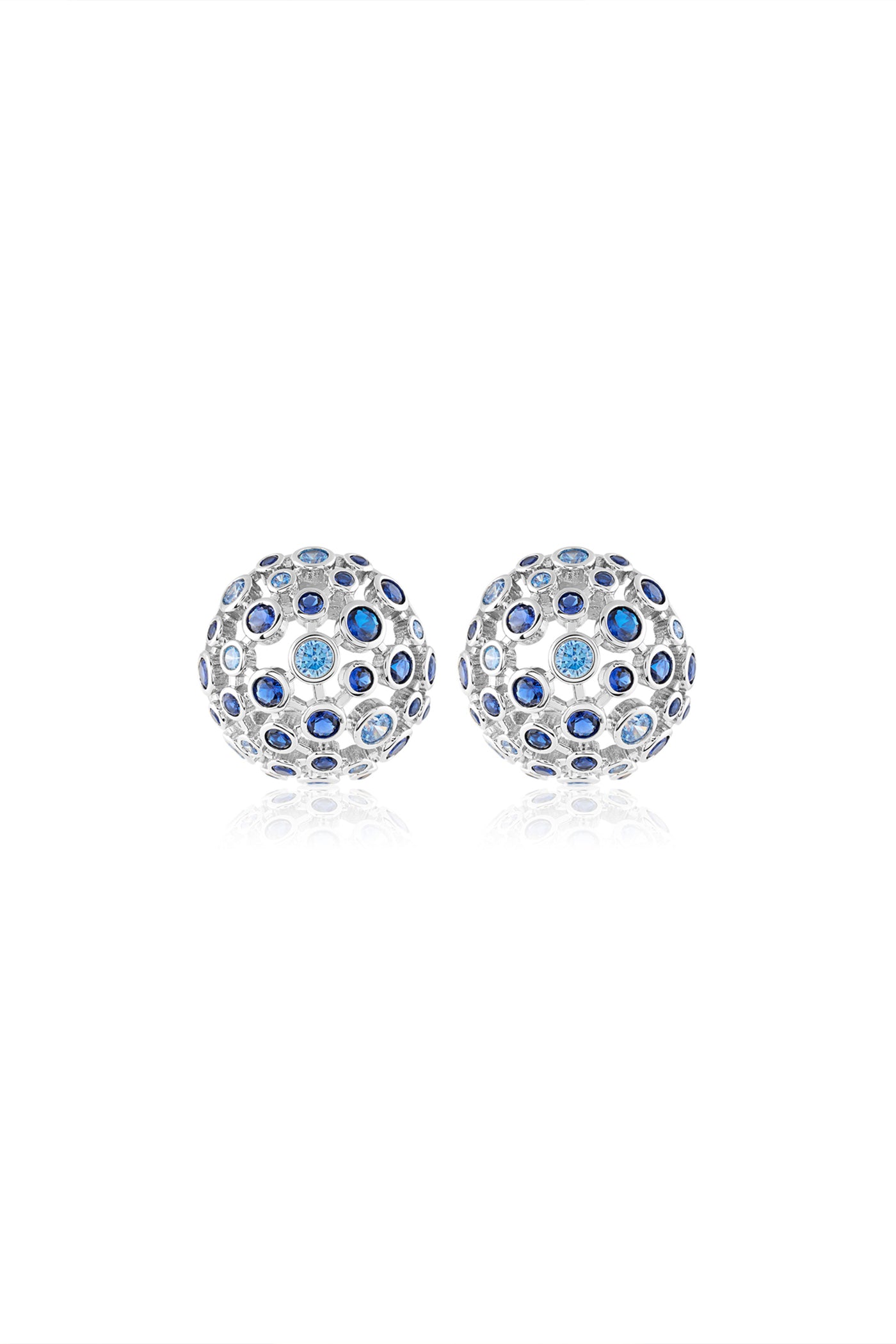 Isharya Crystal Ball Blue Party Studs In 18Kt Gold Plated indian designer wear online shopping melange singapore