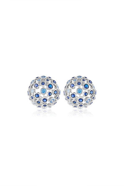 Isharya Crystal Ball Blue Party Studs In 18Kt Gold Plated indian designer wear online shopping melange singapore