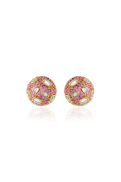 Isharya Crystal Ball Pink Party Studs In 18Kt Gold Plated indian designer wear online shopping melange singapore