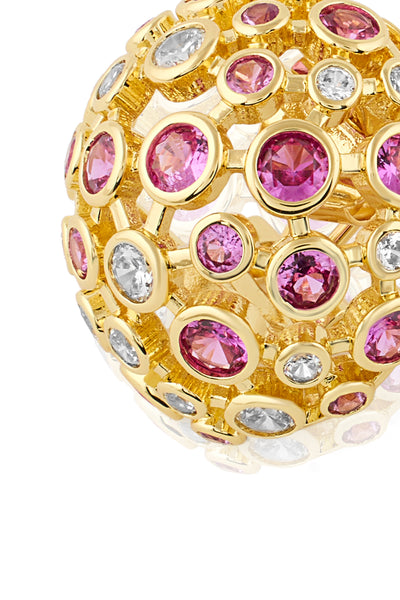 Isharya Crystal Ball Red Party Studs In 18Kt Gold Plated indian designer wear online shopping melange singapore