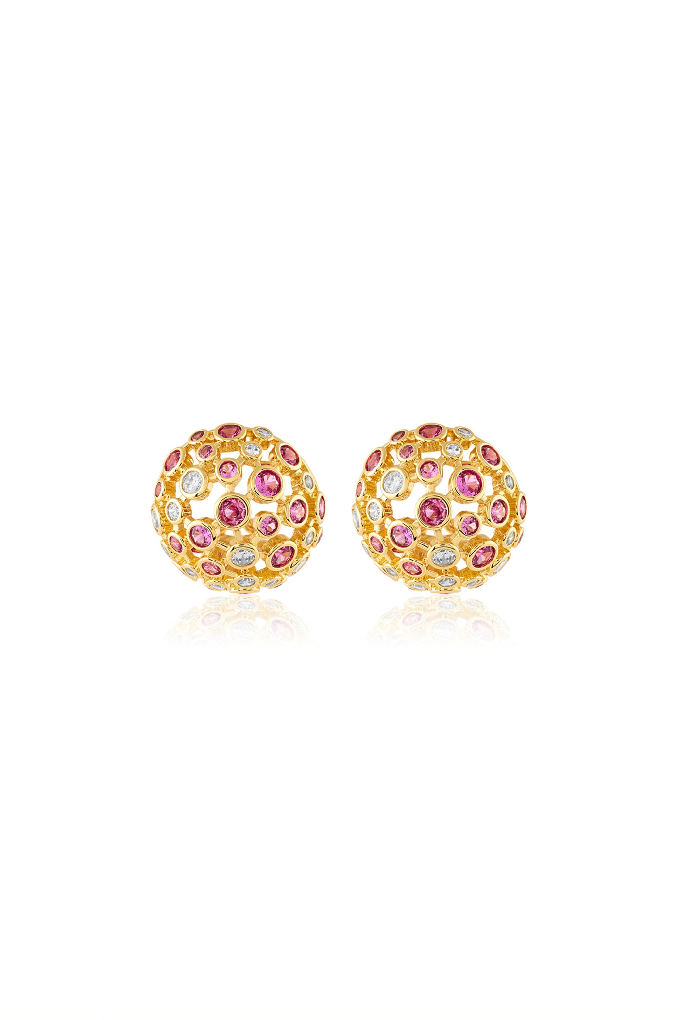 Isharya Crystal Ball Red Party Studs In 18Kt Gold Plated indian designer wear online shopping melange singapore
