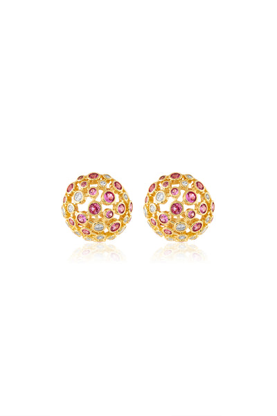 Isharya Crystal Ball Red Party Studs In 18Kt Gold Plated indian designer wear online shopping melange singapore