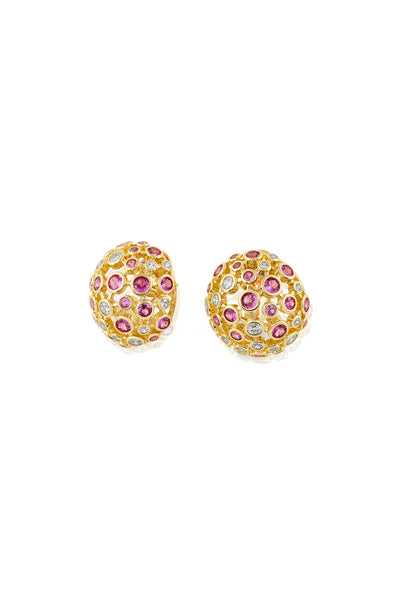 Isharya Crystal Ball Red Party Studs In 18Kt Gold Plated indian designer wear online shopping melange singapore